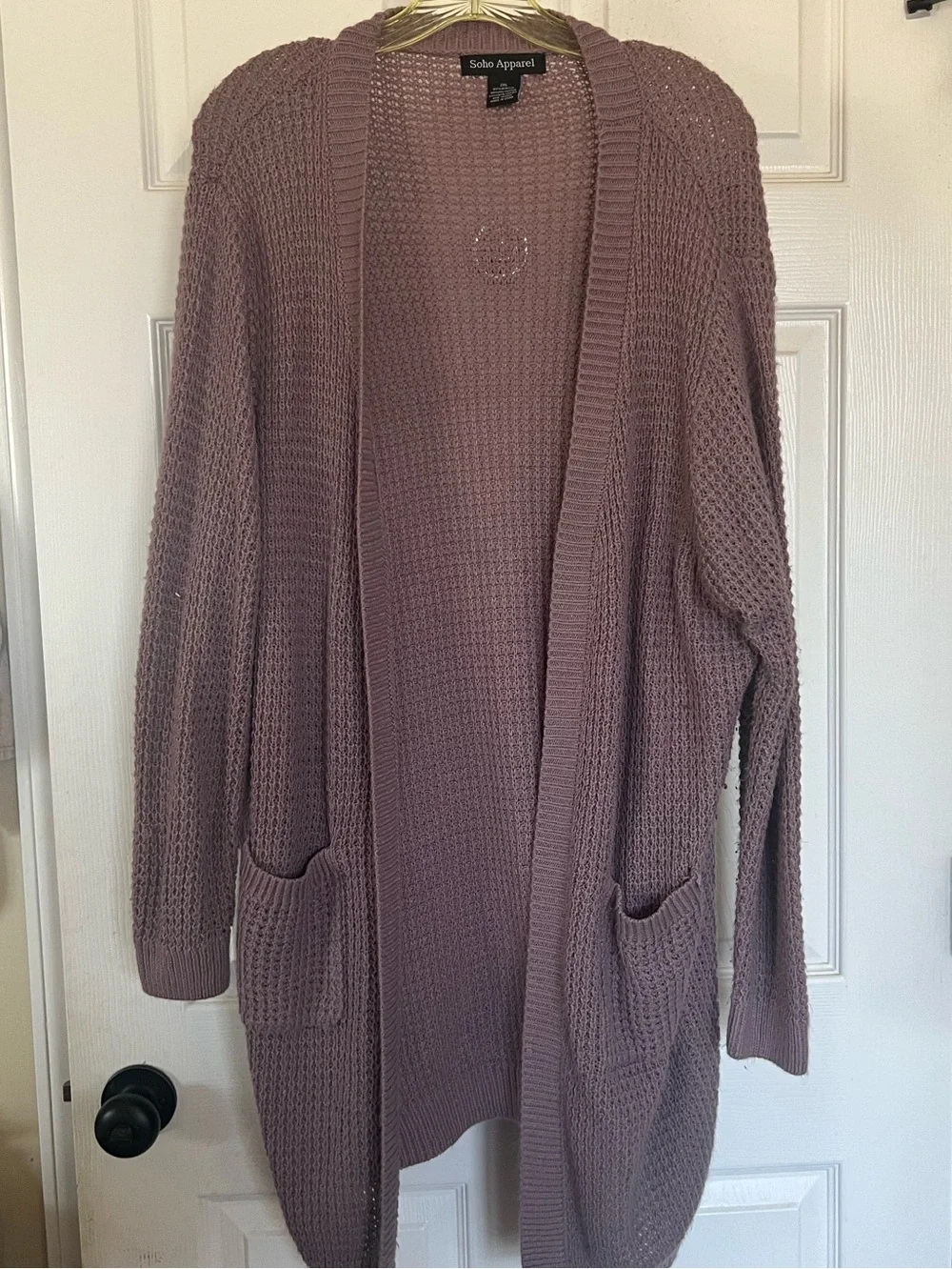 Soho Apparel Mauve Purple Open-Front Longer Cardigan Sweater XL